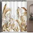 thumbnail image 2 of White Gold Tropical Palm Leaves Shower Curtain Boho Botanical Tropical Modern Plant Nature Aesthetic Shower Curtain Set Minimalist Polyester Fabric Waterproof Bath Curtain 71X71 in, 2 of 5