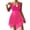 Hot Pink, variant on Staron Women's Bikini Swimsuit Backless Off-Shoulder Solid Color High Cut Bathing Suit with Removable Padded Bra for Beach Vacation Pool Party, White M