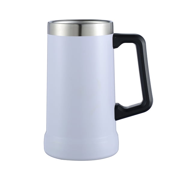 Muka 24 Ounce Stainless Steel Beer Mug, Insulated Mugs with Handle-White