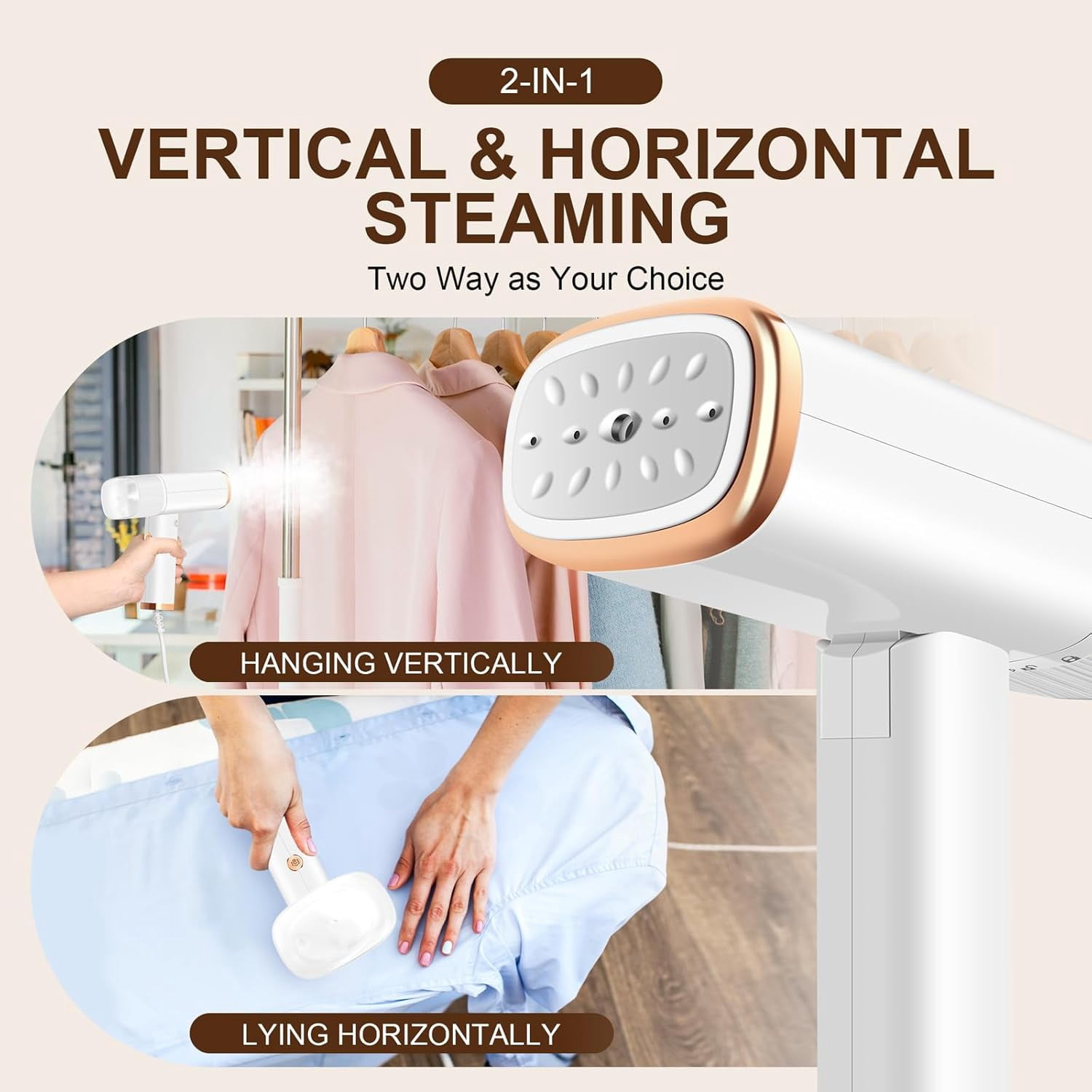 Sewnow Travel Garment Steamer for Clothes, 1000W Mini Portable Handheld Steam Iron with 120ML Detachable Water Tank, Foldable Fabric Wrinkles Remover, 20s Fast Heat Up for Home Travel