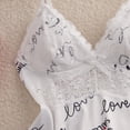 thumbnail image 5 of Women's Love Smile Script Print Pajama Set Lace Cami Top and Matching Shorts 2 Piece Spaghetti Strap Sleepwear Lounge Set, 5 of 7