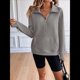 thumbnail image 5 of Sudadera Corta de con Cuello Alto y Media Cremallera para Mujer, Bolsillos y Abertura para el Pulgar. Gris L, 5 of 10