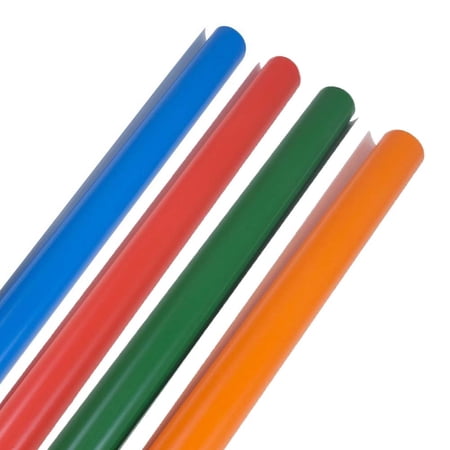 JAM Paper Glossy Primary Color Wrapping Paper, All Occasion, 25 Sq. ft. Each, 4/Pack