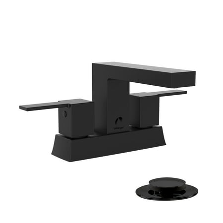 Belanger QUA74CMB Two Handle Centerset Bathroom Sink Faucet with Drain Assembly, Matte Black