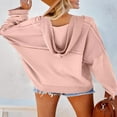 thumbnail image 2 of Sweat à Capuche Décontracté à Manches Longues pour Femmes Automne Couleur Unie, 2 of 3