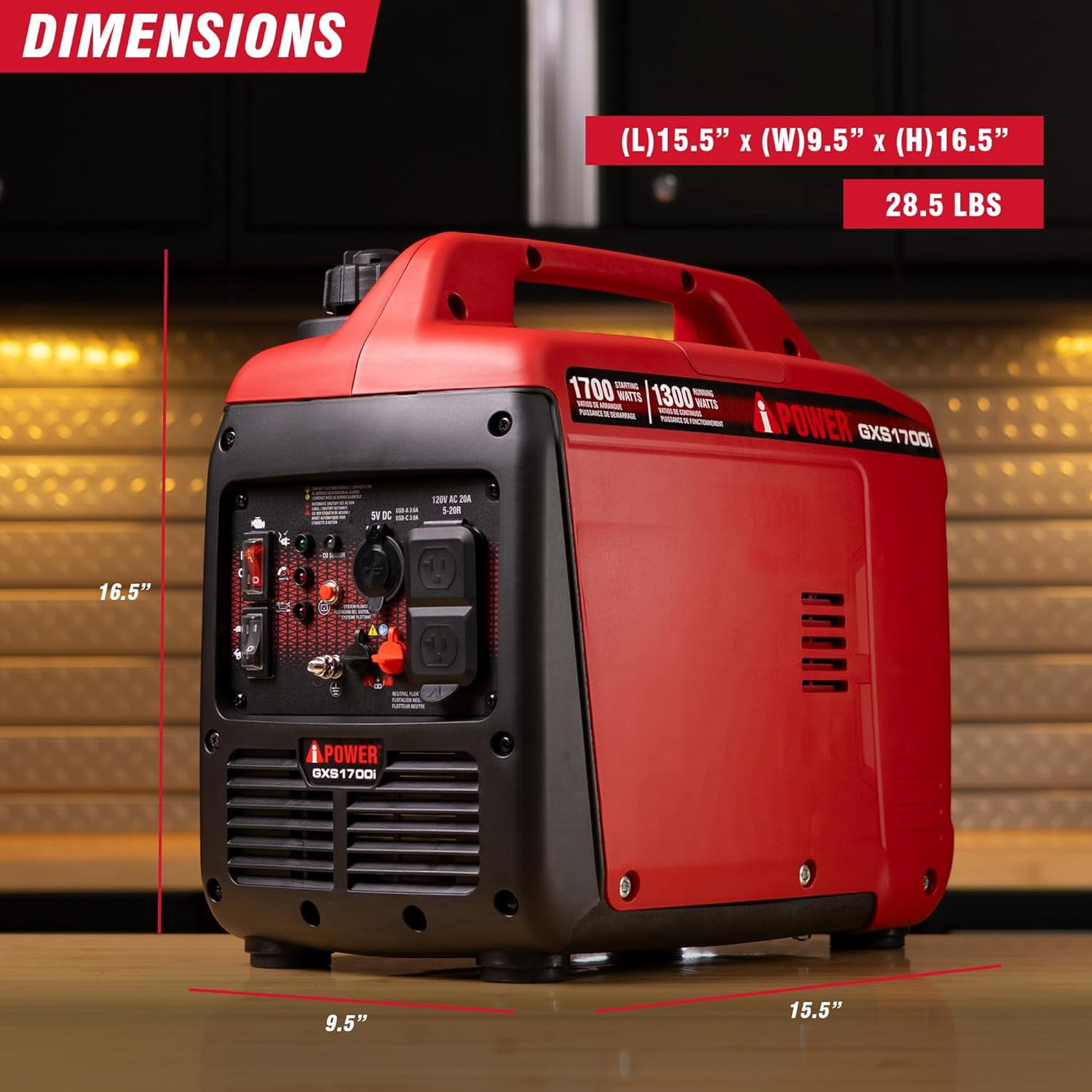 A-iPower 1700 Watt Portable Quiet Inverter Generator Gas Powered, Ultra Lightweight Generator for Camping, Tailgating, Home Backup & Emergency, EPA Certified, CO Sensor (GXS1700i)