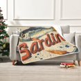 thumbnail image 7 of Yayeee Throw Blanket for Couch Soft Warm 60" x 80" Sofa Chair Bed Decoration, Beige Sardines Pattern, 7 of 7