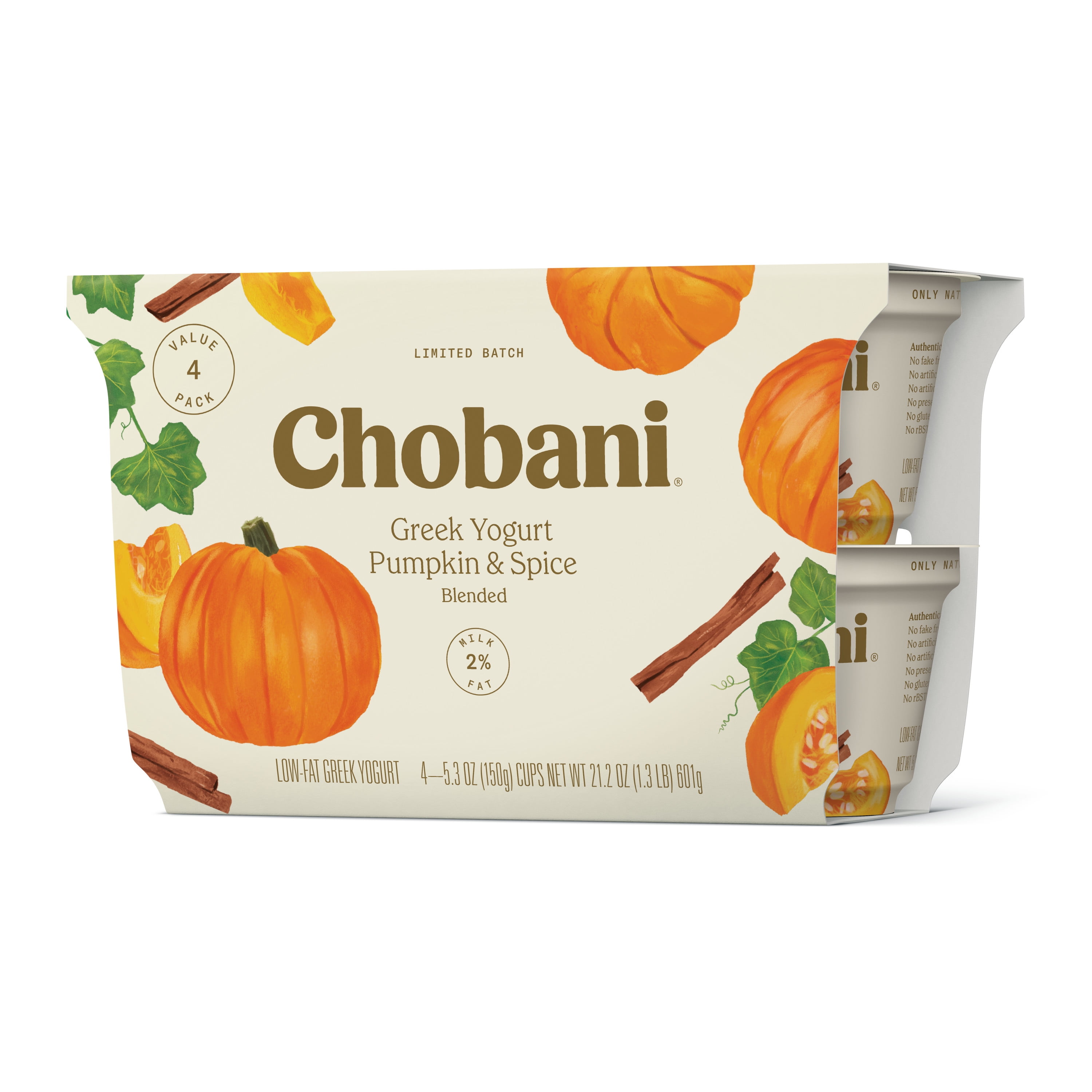 Chobani 2 Greek Yogurt Pumpkin Spice Blended 5 3oz 4 Pack