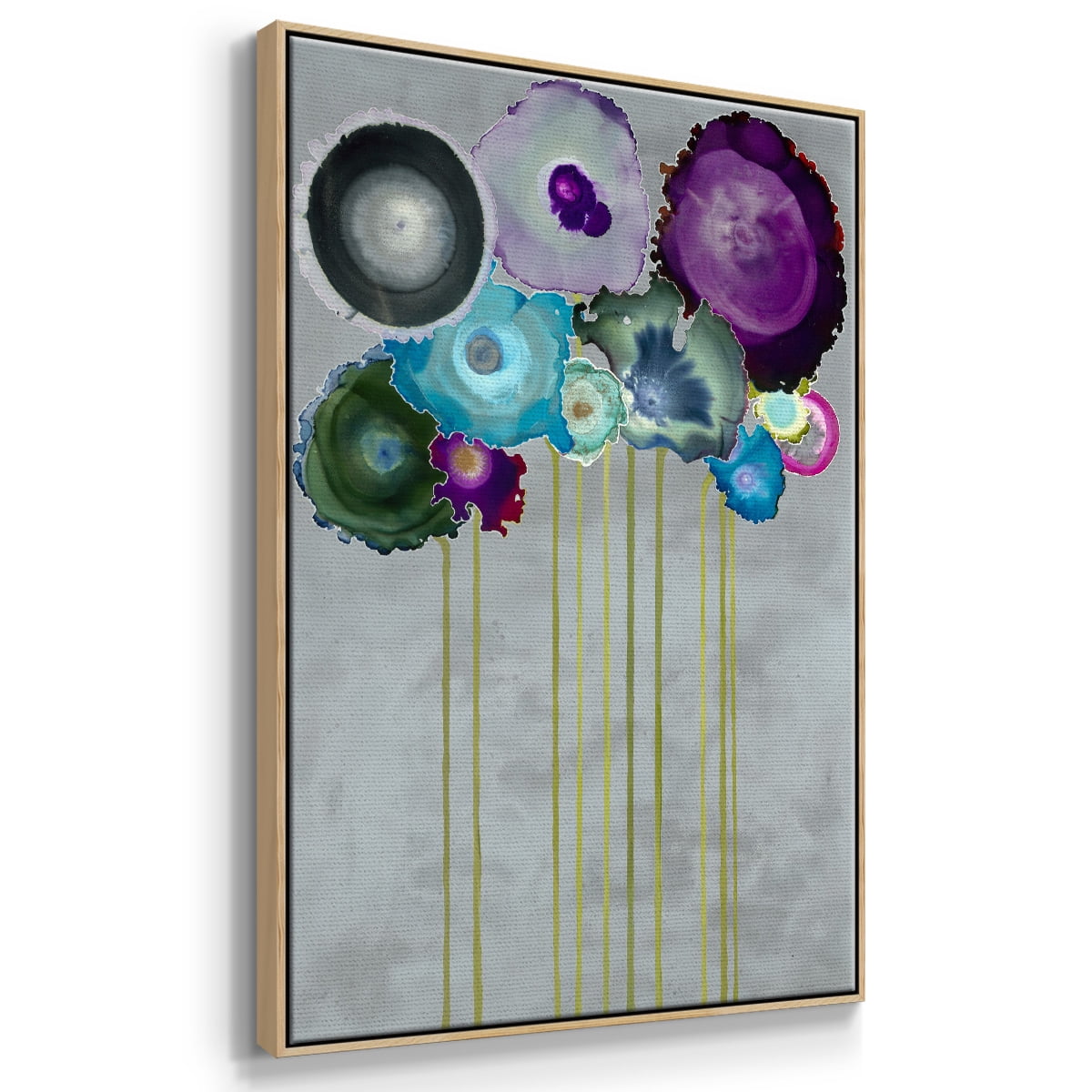 Silver Bouquet Framed Premium Gallery Wrapped Canvas - Ready to Hang - 17 x 25 - Natural Wood Floating Frame