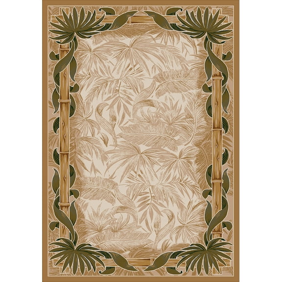 Milliken Top 30 Area Rug Montego Linen Palmetto Palm 7' 8" x 10' 9" Rectangle