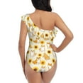 thumbnail image 5 of Gaeub Shiba Inu Dog and Sunflower Women's One Shoulder Ruffle Tummy Control Swimwear for Swimming Surfing Beach Party - Medium, 5 of 8