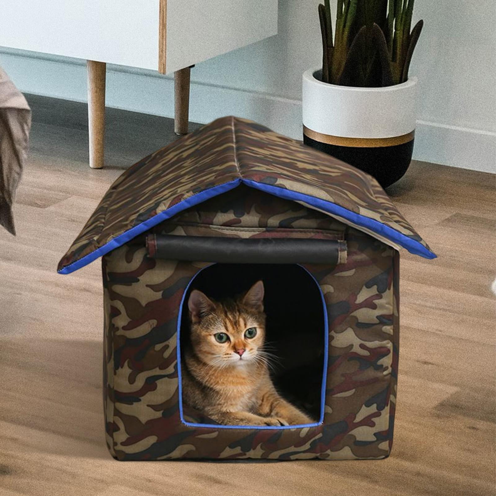 EHJRE Enclosed Outdoor Pet House Kennel with Detachable Roof Weatherproof Rainproof Sleeping Bed Nest Waterproof for Dog Kitten Rabbit Stray Cats , Red S