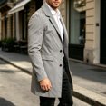 thumbnail image 5 of FRSASU Men's Trench Coat Slim Fit Single Breasted Long Windbreaker Jacket Classic Lapel Casual Overcoat with Side Pockets Gray, 5 of 9