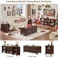 thumbnail image 4 of Leyaoyao Farmhouse Coffee Table with Drawers, Rectangular Rustic Center Table with Hidden Storage for Living Room, Office, Walnut, 4 of 10