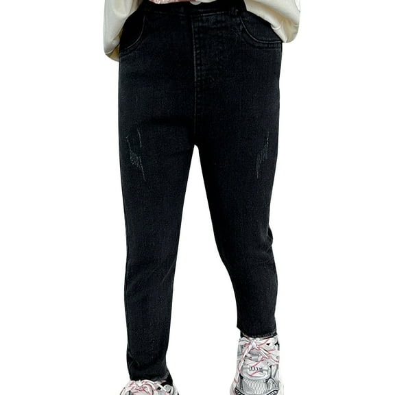 TOOYOU Girls Jeans Demin Pants Pants Spring And Autumn New Children'S Autumn Jeans Fashion Fashion Tight Children'S Slacks Basic Trousers For Sweet Girls Size 3-4 Years Black