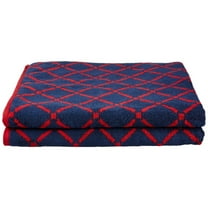 Decorative Diamond 2-Piece Cotton Bath Sheet Set, Red/Navy Blue