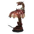 thumbnail image 2 of Altar Drake Dragon Rouge Ember Construction Feu avec Ses Ailes Lampe de Table Statue, 2 of 5