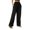 Black, variant on KOMOO Women Cotton Linen Pants Elastic High Waist Wide Leg Pants Casual Loose Beach Pants with Pockets