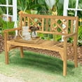 thumbnail image 3 of Costway Patio Outdoor Solid Wood Bench Folding Loveseat Chair Park Garden Deck Furniture, 3 of 12
