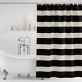 thumbnail image 3 of Black Beige Striped Shower Curtain Set, Waterproof Shower Curtains for Bathroom, Vintage Geometric Line Simple Washable Fabric Cloth Bath Curtain for Bathtub Decoration with Hooks 48x72 Inches, 3 of 6