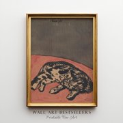 Fine Art Cat Illustration Watercolor By Georges Lemmen Poster , Poster Print Only