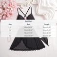 thumbnail image 3 of Women Satin Lace Chemise Nightgown Full Slips Sleepwear Black XL, 3 of 7