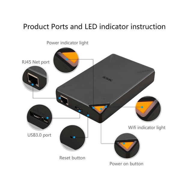 SSK SSM-F200 WIFI External Hard Drives 1TB High-Capacity HDD