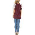 thumbnail image 4 of Camiseta de mujer con estampado de rayas, manga corta, blusa con cuello redondo, gris rojo, XXL AweSitey AP001776-25, 4 of 7