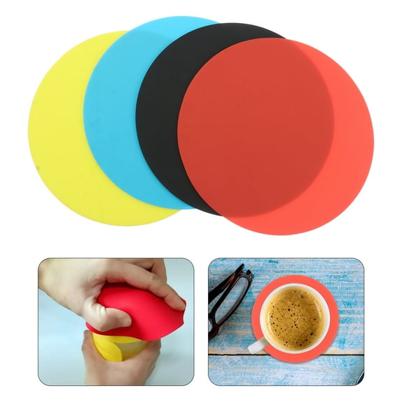 Omeite Silicone bottle opener anti-slip mat (black) 4pcs/pack