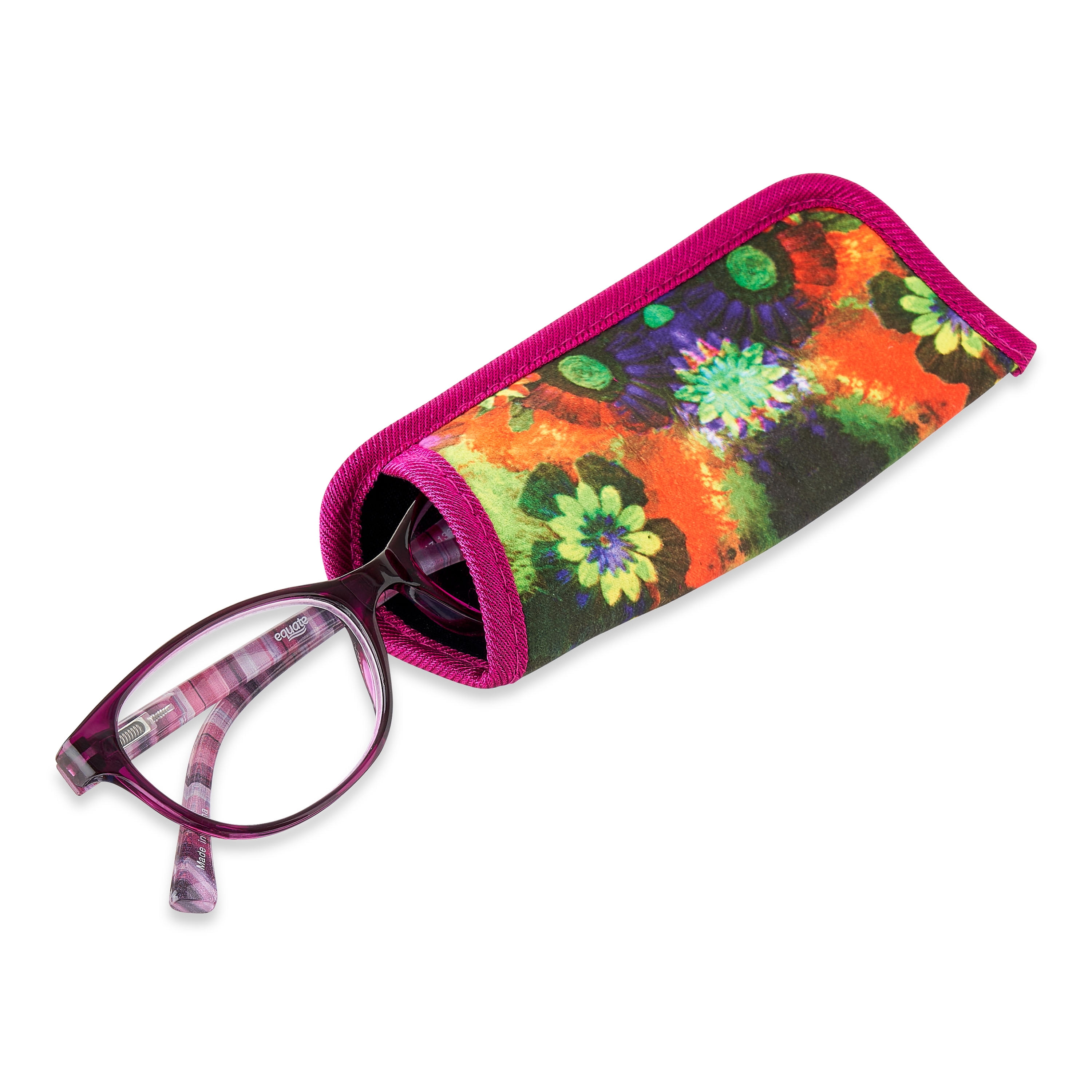 (2 pack) Equate Women's Heather Oval Reading Glasses with Case, Purple, +1.75