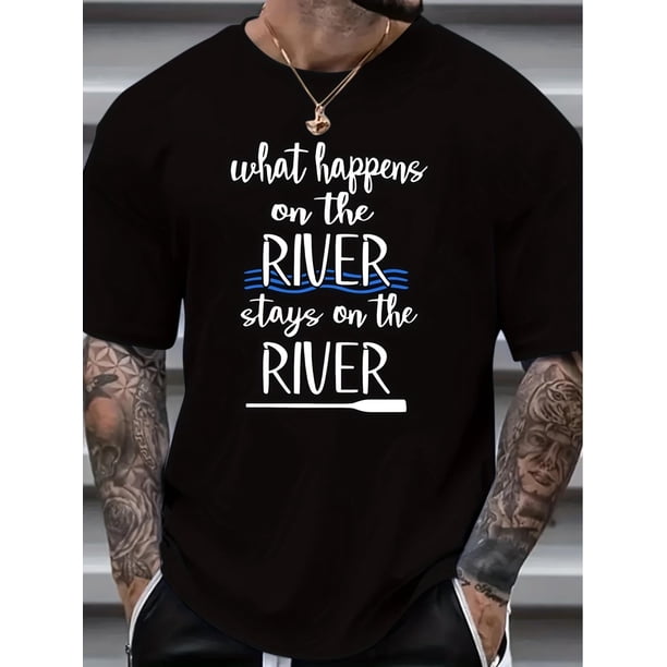 Stylish Men's T-Shirt with Unique Letter Print - Casual, Breathable , Round Neck, Perfect for All Seasons