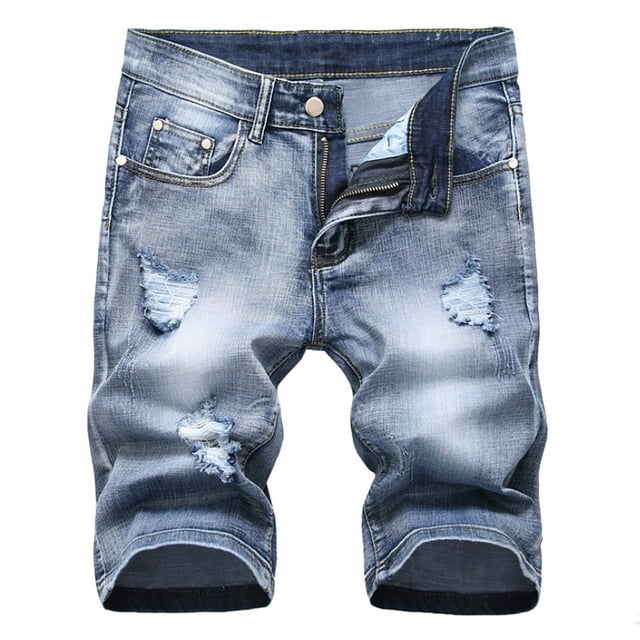 Teissuly Summer Shorts Discount Men's High-end Ripped Personality Camouflage Stitching Trend Shorts