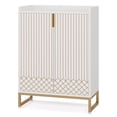 thumbnail image 2 of Spaco Shoe Rack, Minimalist White Shoe Cabinet with Gold Strip - Elegant Storage for Any Room, White, 2 of 8
