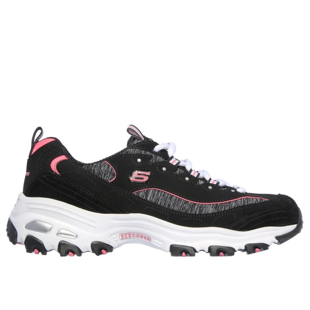 Zapatillas de moda Skechers D'Lites-Me Time para mujer, negro/rosa