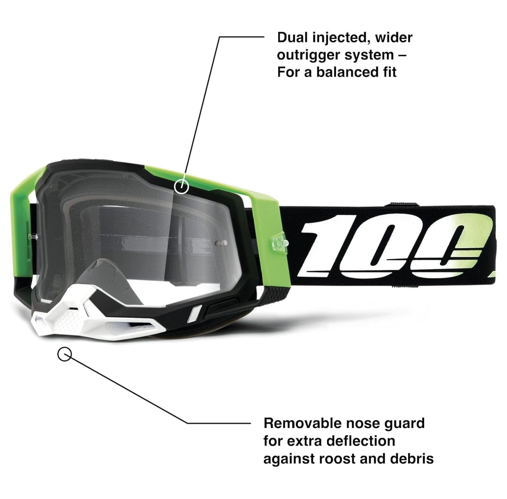 2 Bike & Motocross Goggles - MX and MTB Racing Protective Eyewear (Kalkuta - Clear Lens)