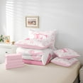 thumbnail image 4 of Initial Letter F Bed Set in a Bag 7 Pcs,Princess Style Pink Bowknot Girly Romantic Bedding Set,Dreamy Bow Love Hearts Pink Comforter with Fitted,Flat Sheet,Pillowcase,Pillow Covers,Full, 4 of 5