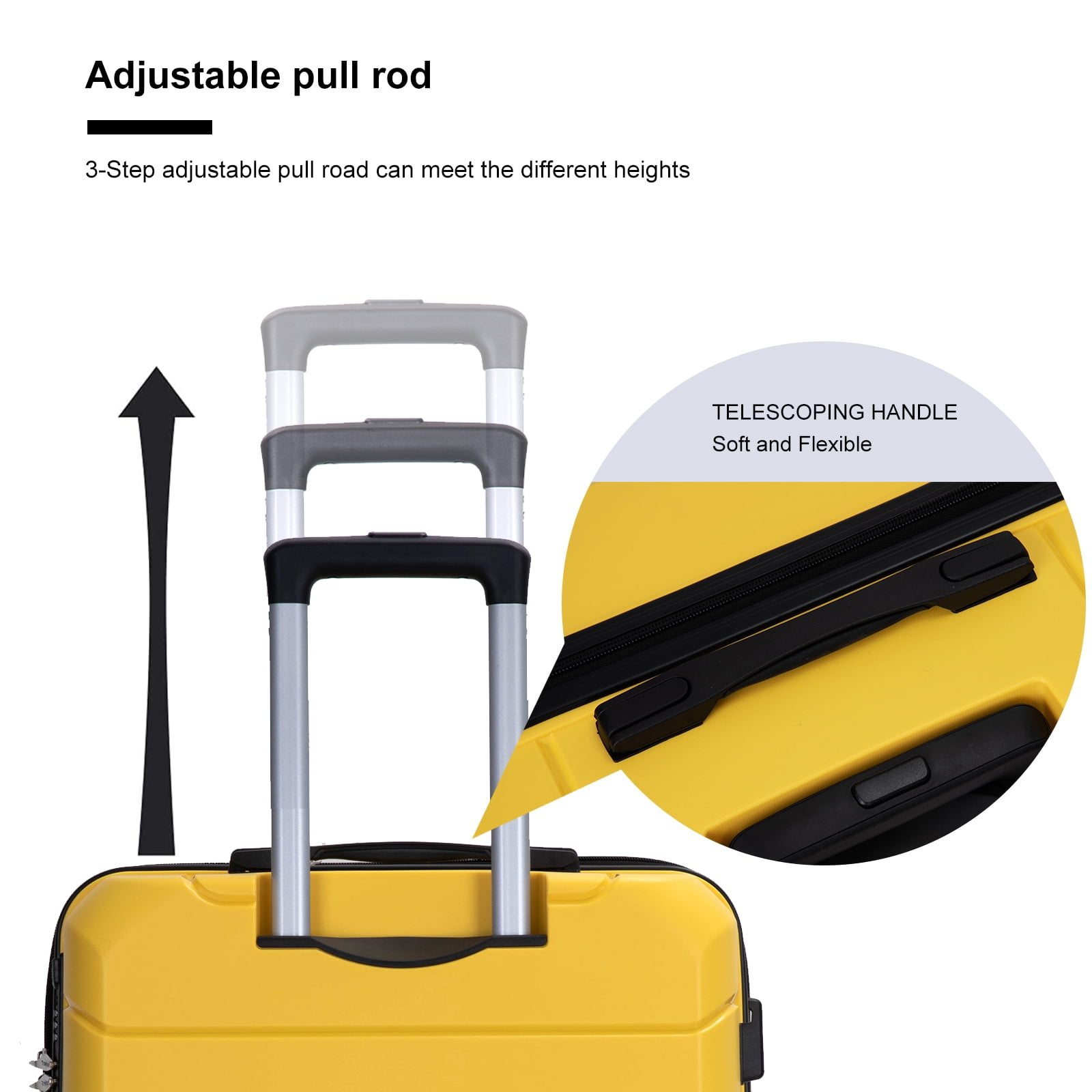 Aukfa Hardshell Suitcase Spinner Wheels PP Luggage Sets with TSA Lock - 3-Piece Set (20/24/28) - Yellow