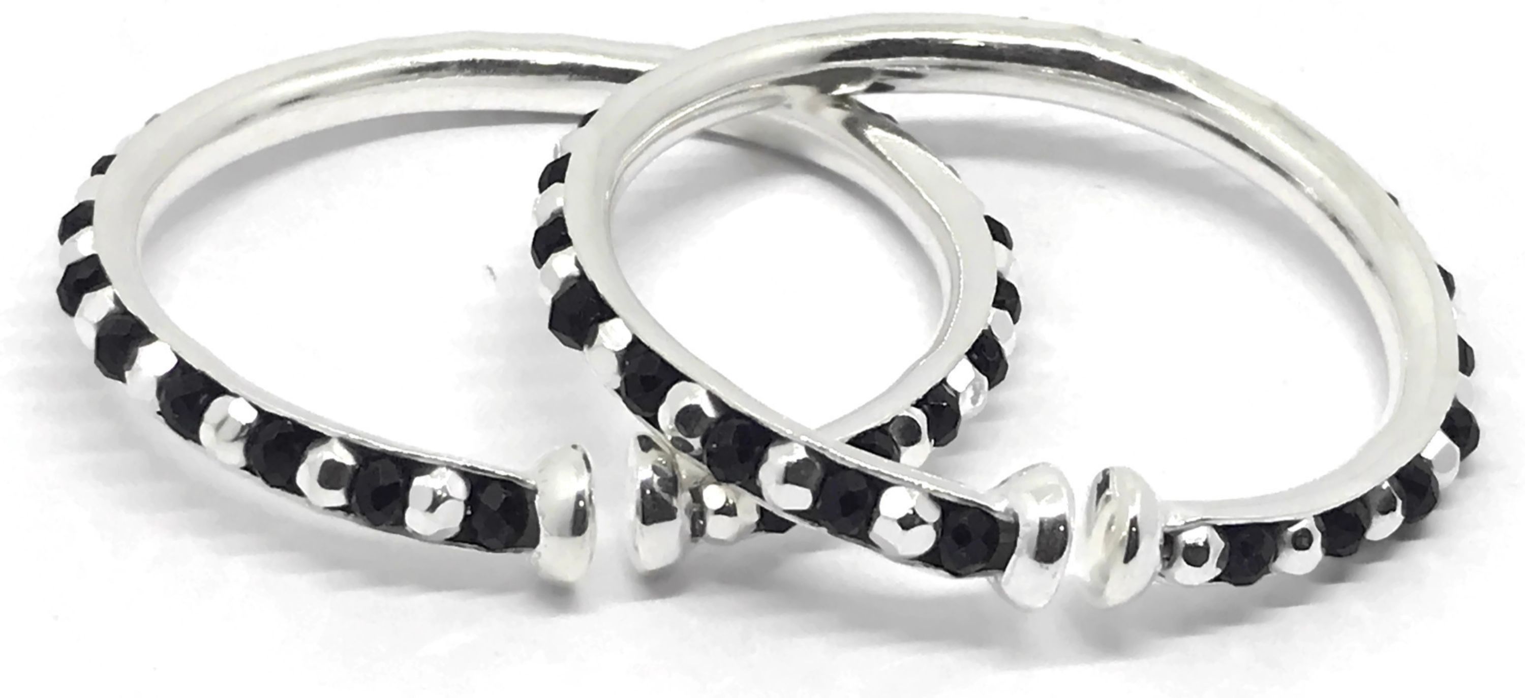 925 Sterling Silver New Born / Toddler Kids Black Beads Kada - Style#08 Diameter Size: 1.4 inch(0-6 month)