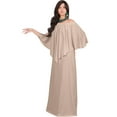 thumbnail image 4 of KOH KOH Long Strapless Cocktail Evening Off The Shoulder Cold Sexy Evening Flowy Formal Full Floor Length Tall Drape Gown Maxi Dress For Women Nude Champagne Brown Large US 12-14 NT059, 4 of 6