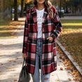 thumbnail image 5 of Floleo Women's Plaid Long Coat Open Front Lapel Collar Casual Winter Warm Outerwear with Pockets Button Down Full Length Jacket, 5 of 9