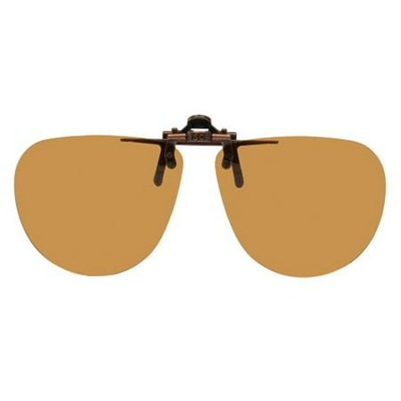 Polarized Clip-on Flip-up Sunglasses - Medium Aviator - 56mm Wide X 52mm High (129mm Wide) - Polarized Brown Lens