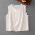 thumbnail image 2 of Camisole Sans Manches à Encolure Ronde pour Femmes, Débardeur en Imitation Lin à Boutons devant, Mélange de Polyester, Coupe Décontractée, pour Toutes les Saisons, à la Maison Ou au Quotidien, 2 of 9