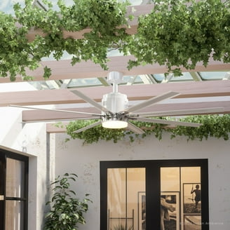 Urban Ambiance UHP9181 Modern Farmhouse Ceiling Fan - 52" Black Iron Indoor/Outdoor Fan With Integrated LED Light