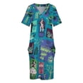 thumbnail image 6 of Haunted Mansion Plus Size Summer Dress Women Casual Printed V Neck Short Sleeve Hawaii Boho Beach T Shirt Dress, 6 of 8