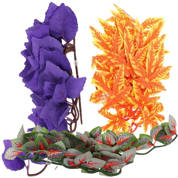 unbranded 3Ud Simuladas Para Terrario Con Hojas Artificiales Multicolor Para Hábitat De Reptiles