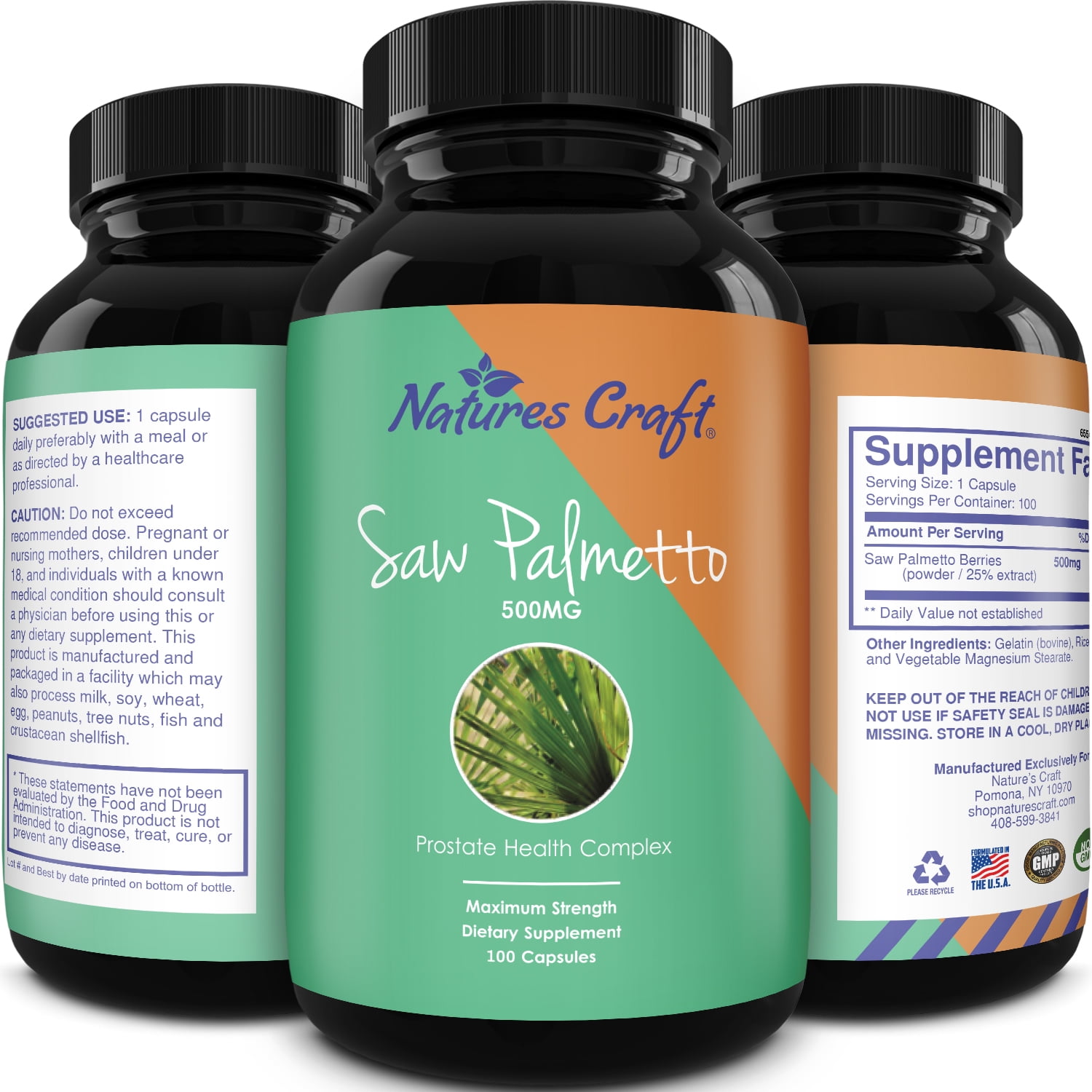 Natures Craft's Saw Palmetto Extract Berry Hair Loss Supplement for