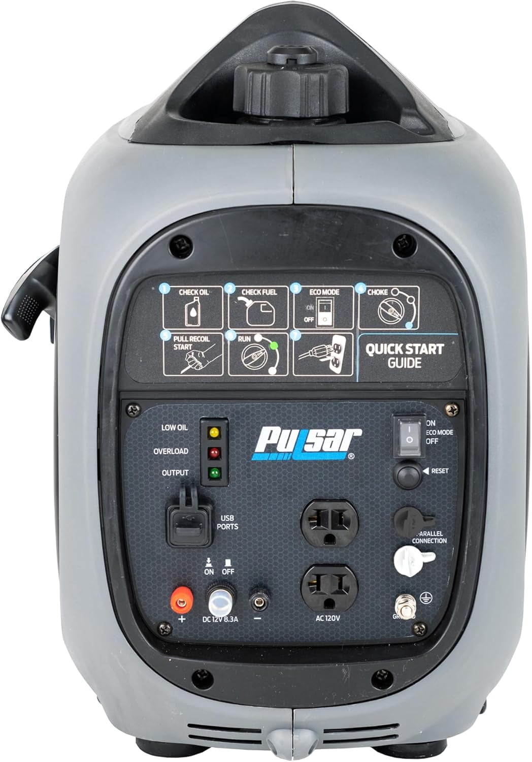 Pulsar 2,300W Portable Gas-Powered Quiet Inverter Generator for Home Emergency Backup, Parallel Capability, RV Ready, Long Run Time, GX230N