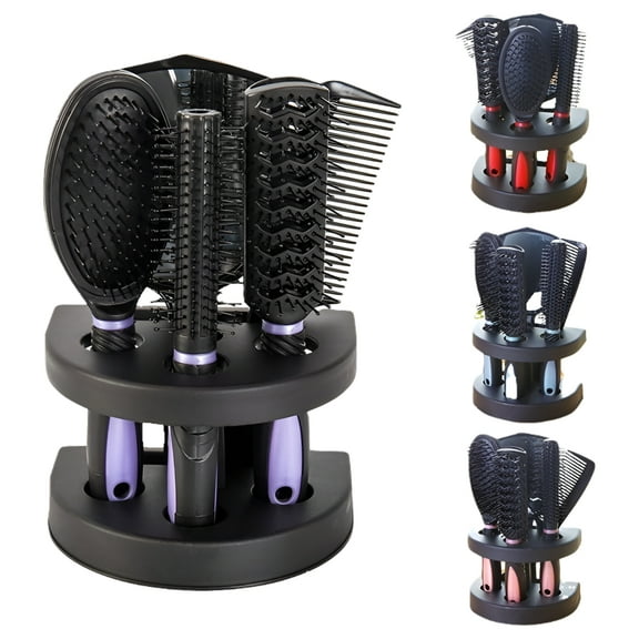 Nyidpsz 5Pcs Hair Comb Hair Styling Set Ladies Hair Care Comb Mirror and Holder Stand Hair Care Massage Brush Purple