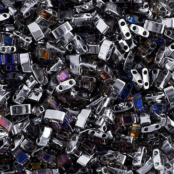 Miyuki Half Tila Cut 5x2.3mm (5.2g) 2-Hole Beads Transparent Heliotrope Crystal HTL4554