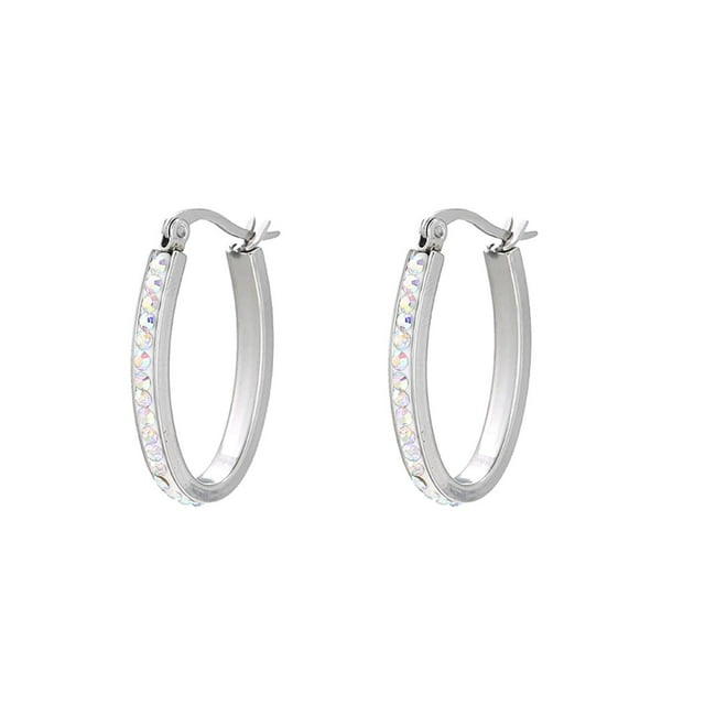 Finas Arracadas Oro 24k Lam Con Finos Swarovski De 2.8 Cm blanco Unitalla